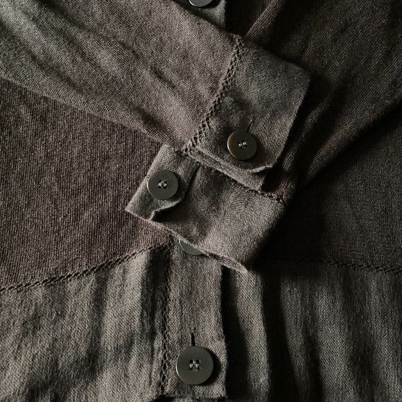 Vintage LAFAYETTE 148 Brown Lightweight Button down Sweater M - Picture 9 of 12